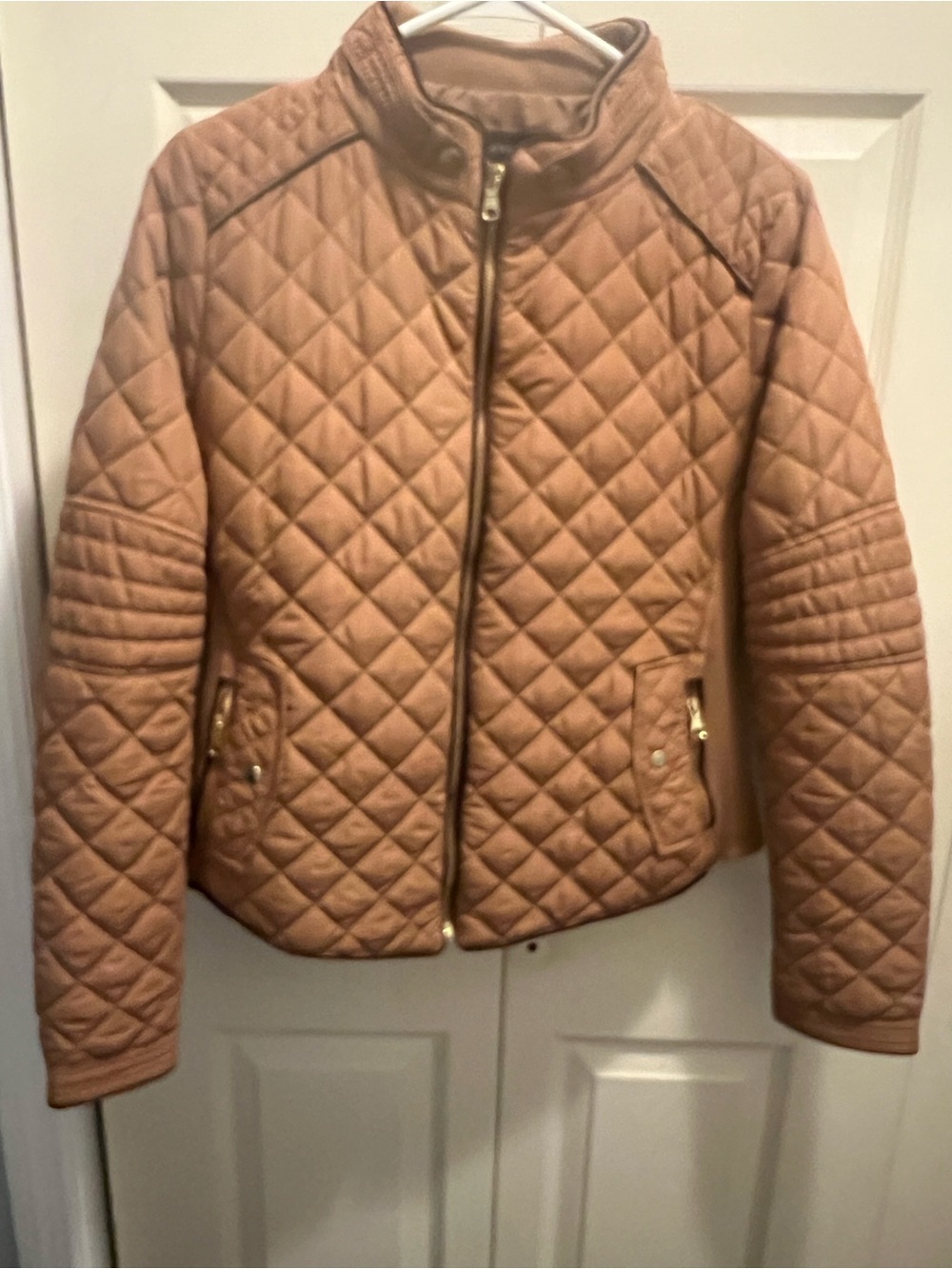 Love Tree Quilted Puffer Jacket in Camel